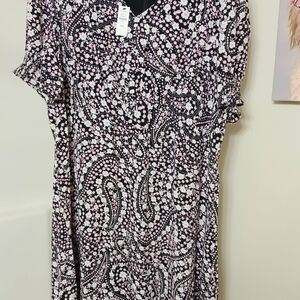 Talbots Black and Pink Floral Dress